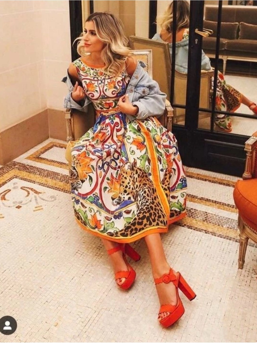 Dolce & Gabbana Multicolor Floral & Leopard Print Midi Dress small - Picture 4 of 11